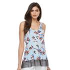Women's Jennifer Lopez Print Mesh-trim Tank, Size: Large, Blue Other
