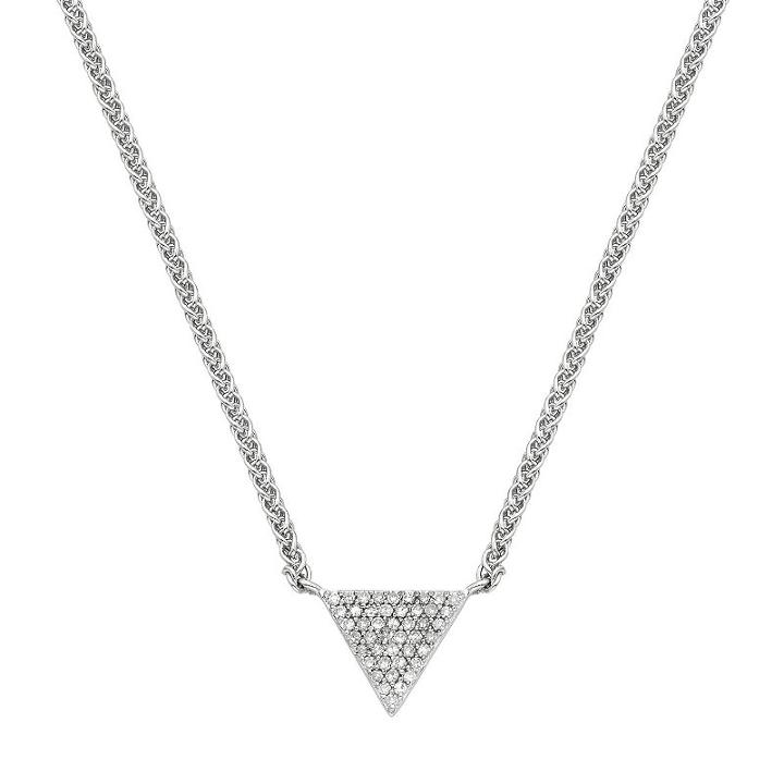 Sterling Silver 1/8 Carat T.w. Diamond Triangle Necklace, Women's, Size: 16, White