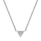 Sterling Silver 1/8 Carat T.w. Diamond Triangle Necklace, Women's, Size: 16, White
