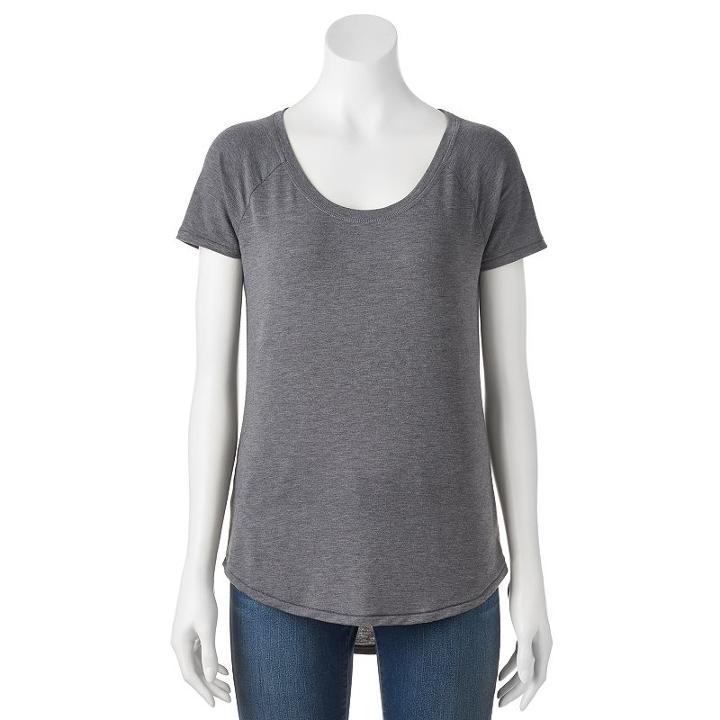 Juniors' So&reg; Raglan Short Sleeve Tee, Girl's, Size: Medium, Grey (charcoal)