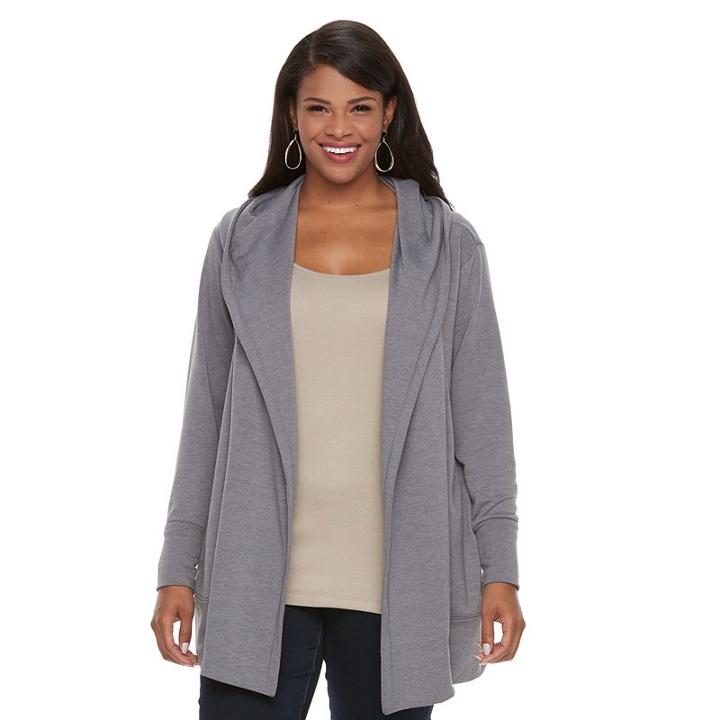 Plus Size Croft & Barrow&reg; Hooded Cardigan, Women's, Size: 3xl, Dark Grey