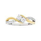 Two Tone 10k Gold 1/2 Carat T.w. Diamond 2-stone Ring, Women's, Size: 6, White