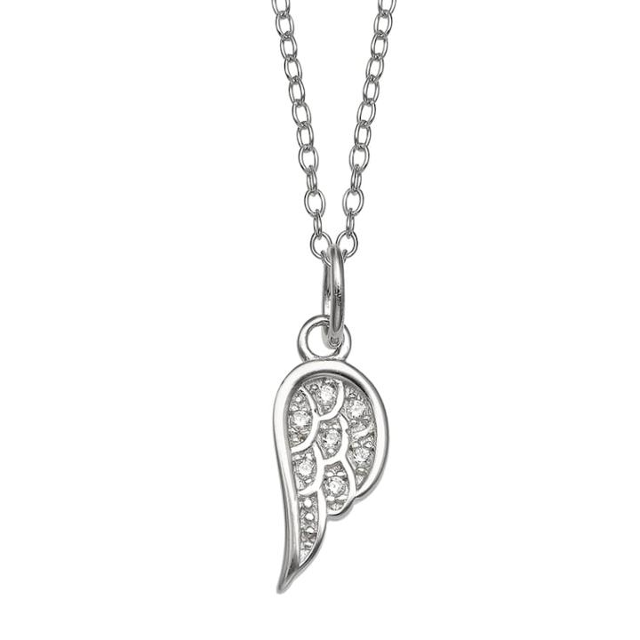 Primrose Sterling Silver Wing Pendant Necklace, Women's, Size: 18, White