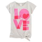 Girls 4-8 Oshkosh B'gosh&reg; Short Sleeve Tie Front Graphic Tunic Top, Girl's, Size: 10, Light Grey