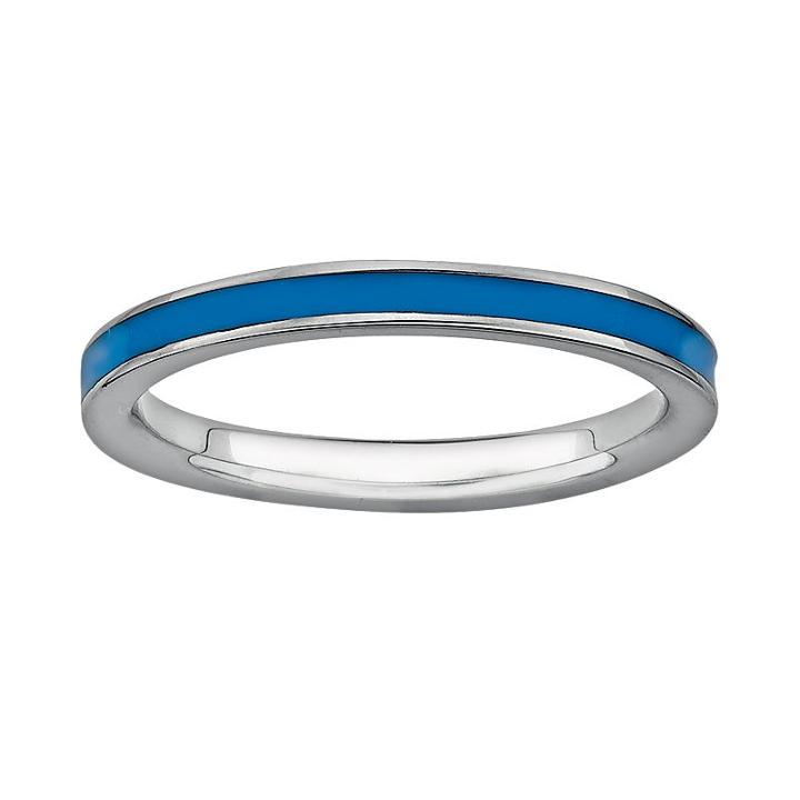 Stacks And Stones Sterling Silver Blue Enamel Stack Ring, Women's, Size: 6