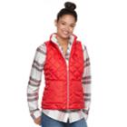Juniors' So&reg; Sherpa Lined Puffer Vest, Teens, Size: Medium, Med Red