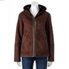 Women's Excelled Faux-shearling Hooded Jacket, Size: Small, Brown