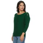 Women's Jennifer Lopez Ribbed Button Accent Sweater, Size: Xl, Dark Green