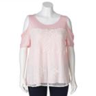 Juniors' Plus Size Iz Byer California Cold-shoulder Lace Trapeze Top, Girl's, Size: 2xl, Light Pink