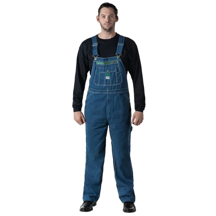 Men's Liberty Stonewashed Denim Bib Overall, Size: 36x32, Red Overfl