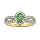 The Regal Collection Emerald And 1/2 Carat T.w. Igl Certified Diamond 14k Gold Tiered Oval Halo Ring, Women's, Size: 7, Green