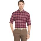 Men's Izod Saltwater Regular-fit Plaid Stretch Button-down Shirt, Size: Large, Drk Purple
