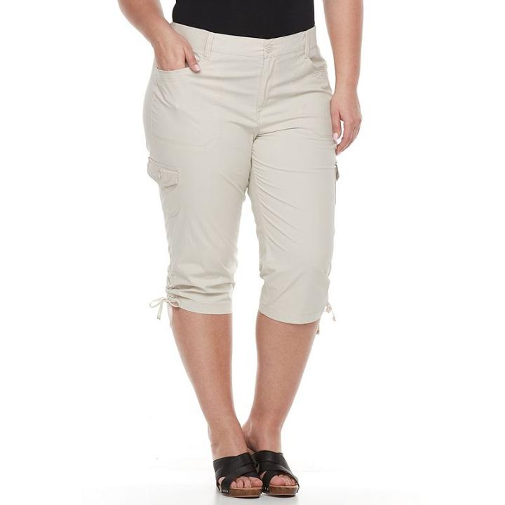 Plus Size Gloria Vanderbilt Lillie Twill Skimmer Capris, Women's, Size: 20 W, Lt Beige