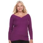 Juniors' Plus Size Candie's&reg; Portrait Collar Sweater, Teens, Size: 1xl, Brt Purple