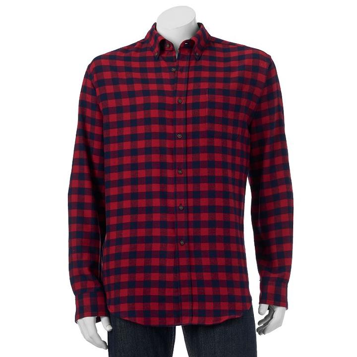 Big & Tall Croft & Barrow&reg; Classic-fit Plaid Flannel Button-down Shirt, Men's, Size: L Tall, Dark Red