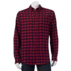 Big & Tall Croft & Barrow&reg; Classic-fit Plaid Flannel Button-down Shirt, Men's, Size: L Tall, Dark Red