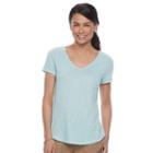 Petite Sonoma Goods For Life&trade; Essential Print V-neck Tee, Women's, Size: M Petite, Light Blue