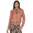Women's Jennifer Lopez Luxe Essentials Bomber Jacket, Size: Medium, Lt Brown