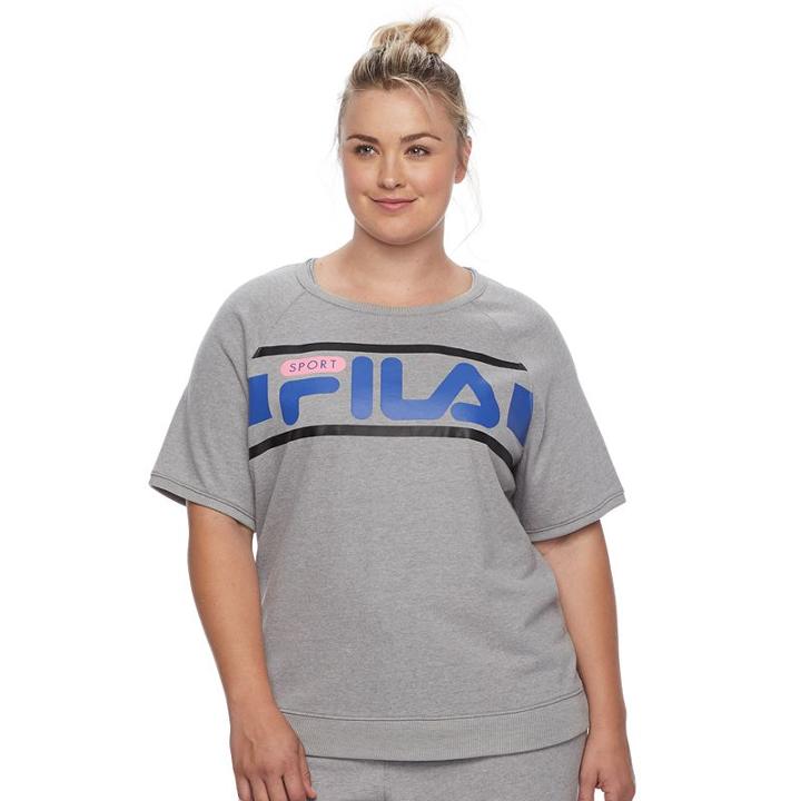 Plus Size Fila Sport&reg; Logo Sweatshirt, Women's, Size: 3xl, Light Grey