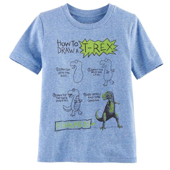 Boys 4-10 Jumping Beans&reg; How To Draw A T-rex Heathered Graphic Tee, Size: 7x, Blue (navy)