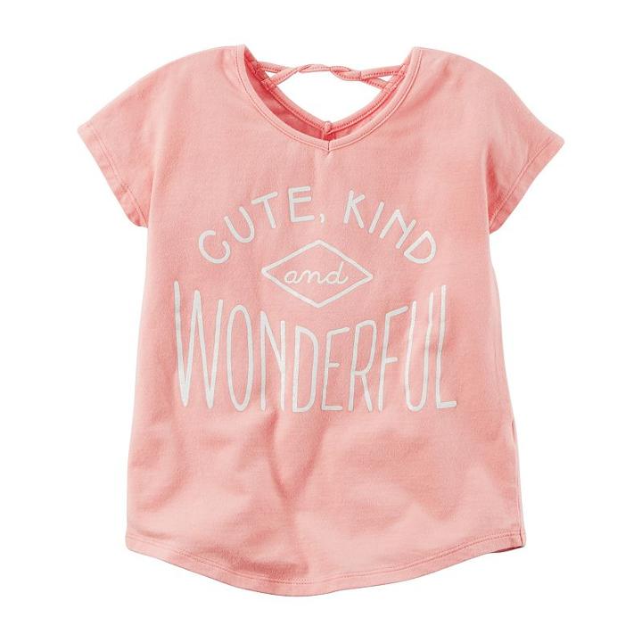 Girls 4-8 Carter's Twist Back Glitter Graphic Tee, Girl's, Size: 8, Pink