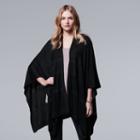 Simply Vera Vera Wang, Women's Ribbed Poncho, Size: S-m, Black