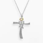 Miracles 14k Gold Over Silver And Sterling Silver Diamond Accent Cross Pendant, Women's, White