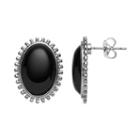 Black Oval Cabochon Stud Earrings, Women's