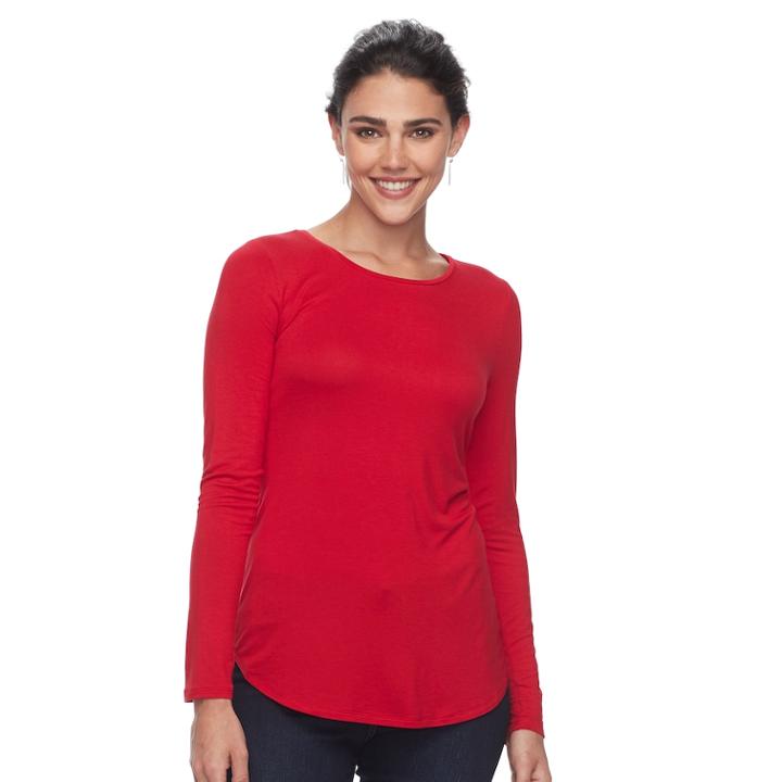 Petite Apt. 9&reg; Essential Crewneck Jersey Tee, Women's, Size: L Petite, Red