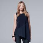 Women's Simply Vera Vera Wang Asymmetric Mixed-media Tank, Size: Small, Blue (navy)