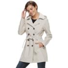Women's Sebby Collection Double-breasted Hooded Soft Shell Jacket, Size: Xl, Med Beige