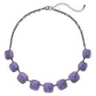 Purple Graduated Swirling Square Necklace, Women's