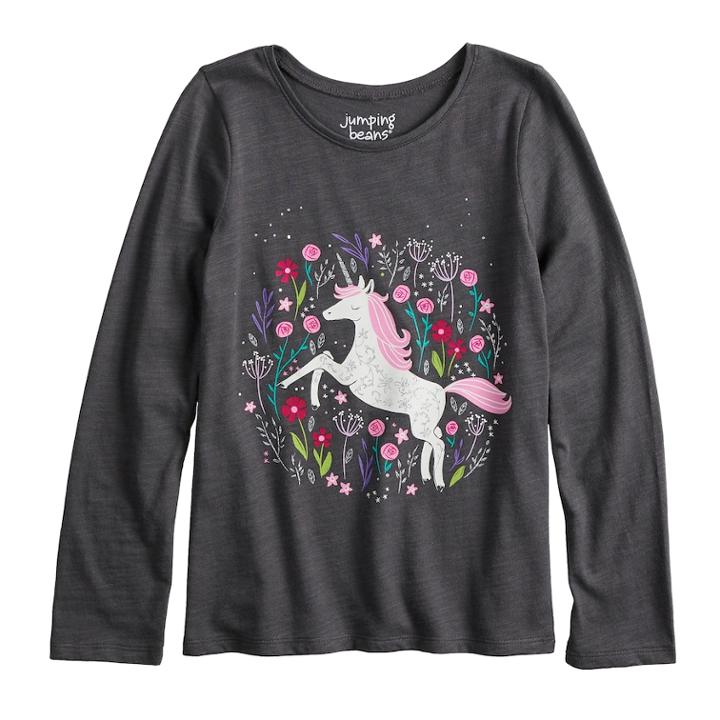 Girls 4-10 Jumping Beans&reg; Slubbed Glitter Graphic Tee, Size: 10, Light Grey