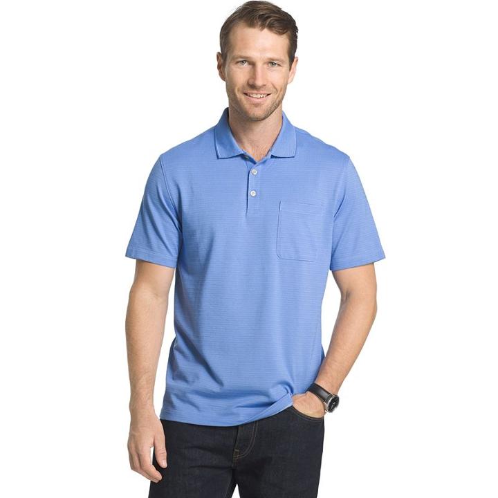 Men's Van Heusen Flex Stretch Striped Jacquard Polo, Size: Small, Light Blue