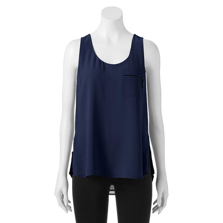 Juniors' My Michelle Zipper Accent Tank Top, Teens, Size: Small, Blue