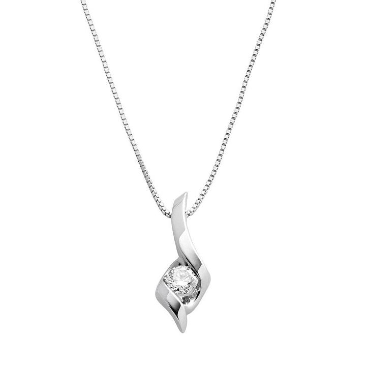 Sirena Collection 14k White Gold 1/8-ct. T.w. Round-cut Diamond Solitaire Swirl Pendant, Women's