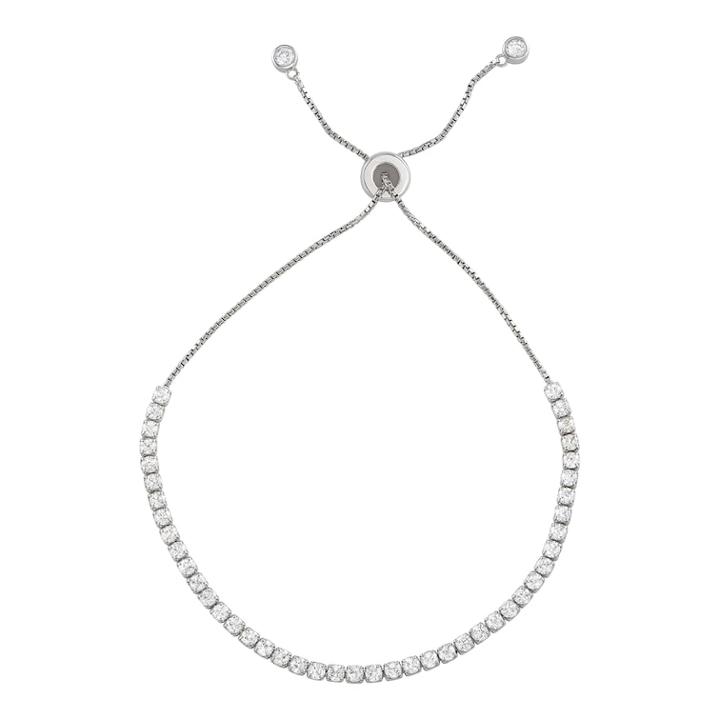 Sterling Silver Cubic Zirconia Lariat Bracelet, Women's, Size: 7.5, White