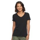 Women's Croft & Barrow&reg; Essential V-neck Tee, Size: Xs, Black