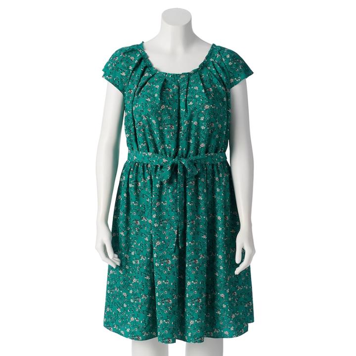 Plus Size Lc Lauren Conrad Floral Pleated Dress, Women's, Size: 2xl, Blue