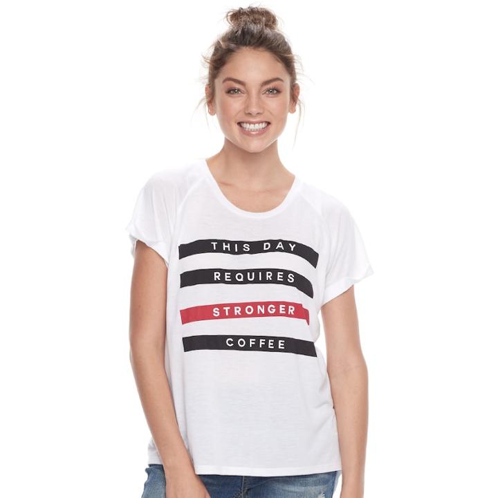 Juniors' Stronger Coffee Graphic Tee, Teens, Size: Medium, White