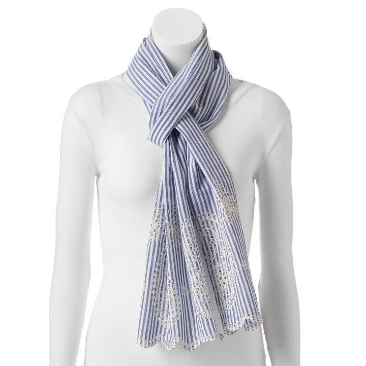 Sonoma Goods For Life&trade; Striped Oblong Scarf, Women's, Blue (navy)
