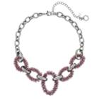 Simply Vera Vera Wang Oval Link Beaded Statement Necklace, Women's, Dark Red