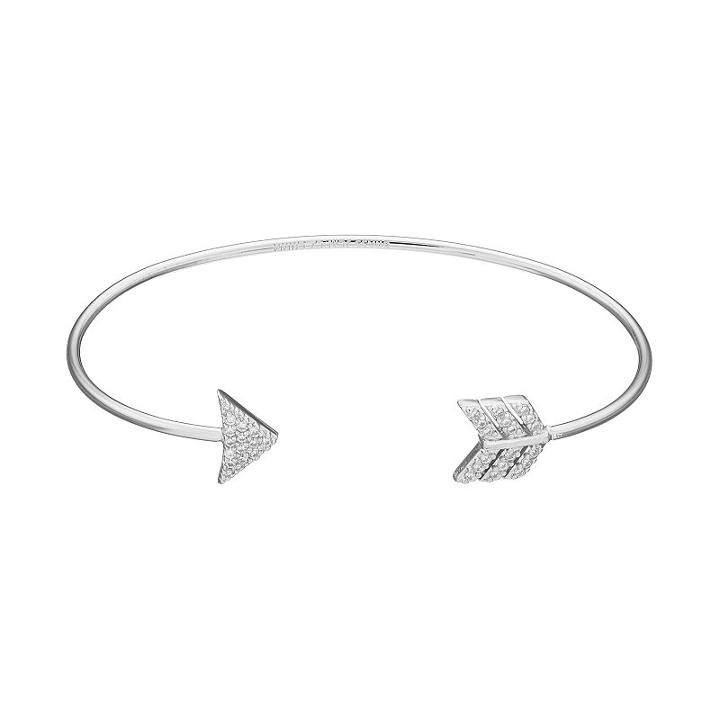 Fleur Cubic Zirconia Arrow Cuff Bracelet, Women's, Grey