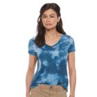 Petite Sonoma Goods For Life&trade; Essential Print V-neck Tee, Women's, Size: Xl Petite, Blue (navy)