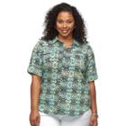 Plus Size Croft & Barrow&reg; Roll-tab Shirt, Women's, Size: 2xl, Turquoise/blue (turq/aqua)