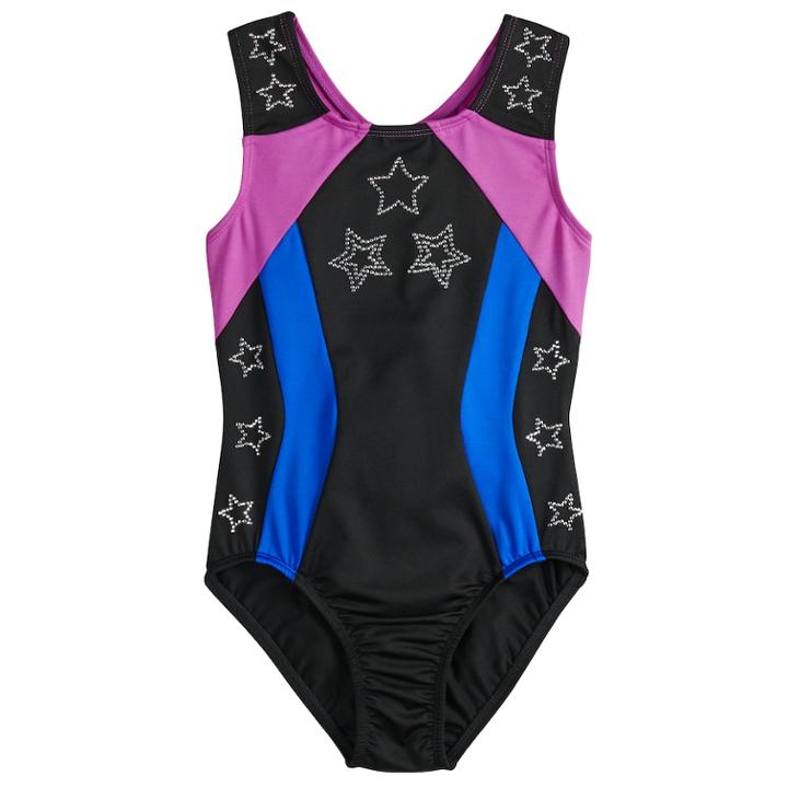 Girls 4-14 Jojo Siwa Sparkle Stars Dance Leotard By Danskin, Size: Medium, Black