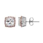 Lily & Lace Pink & White Cubic Zirconia Two Tone Square Halo Stud Earrings, Women's