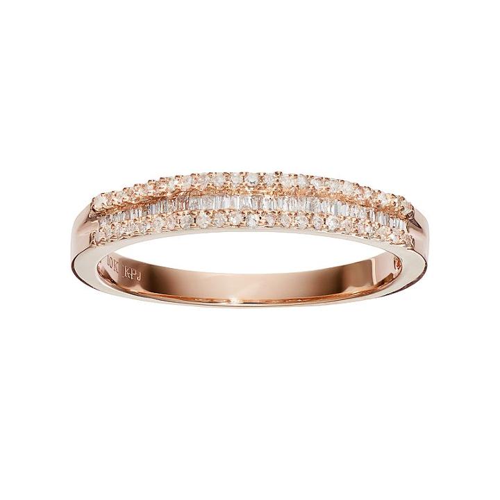 10k Rose Gold 1/4 Carat T.w. Diamond Ring, Women's, Size: 6, White