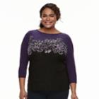 Plus Size Croft & Barrow&reg; Knit Jacquard Tee, Women's, Size: 1xl, Purple