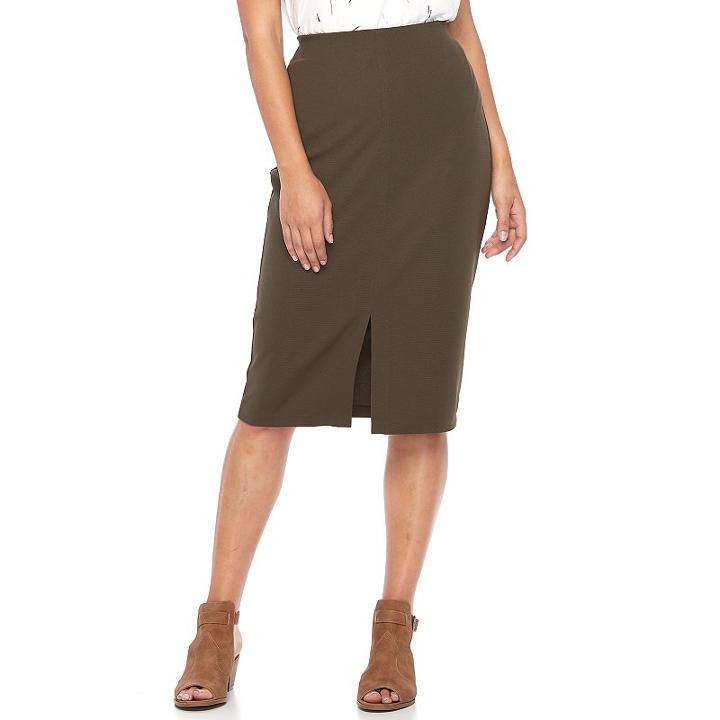 Women's Apt. 9&reg; Front Slit Pull-on Pencil Skirt, Size: Small, Green